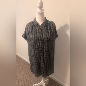 Madewell Central Black and White Shirtdress Thompson Plaid Size Large
